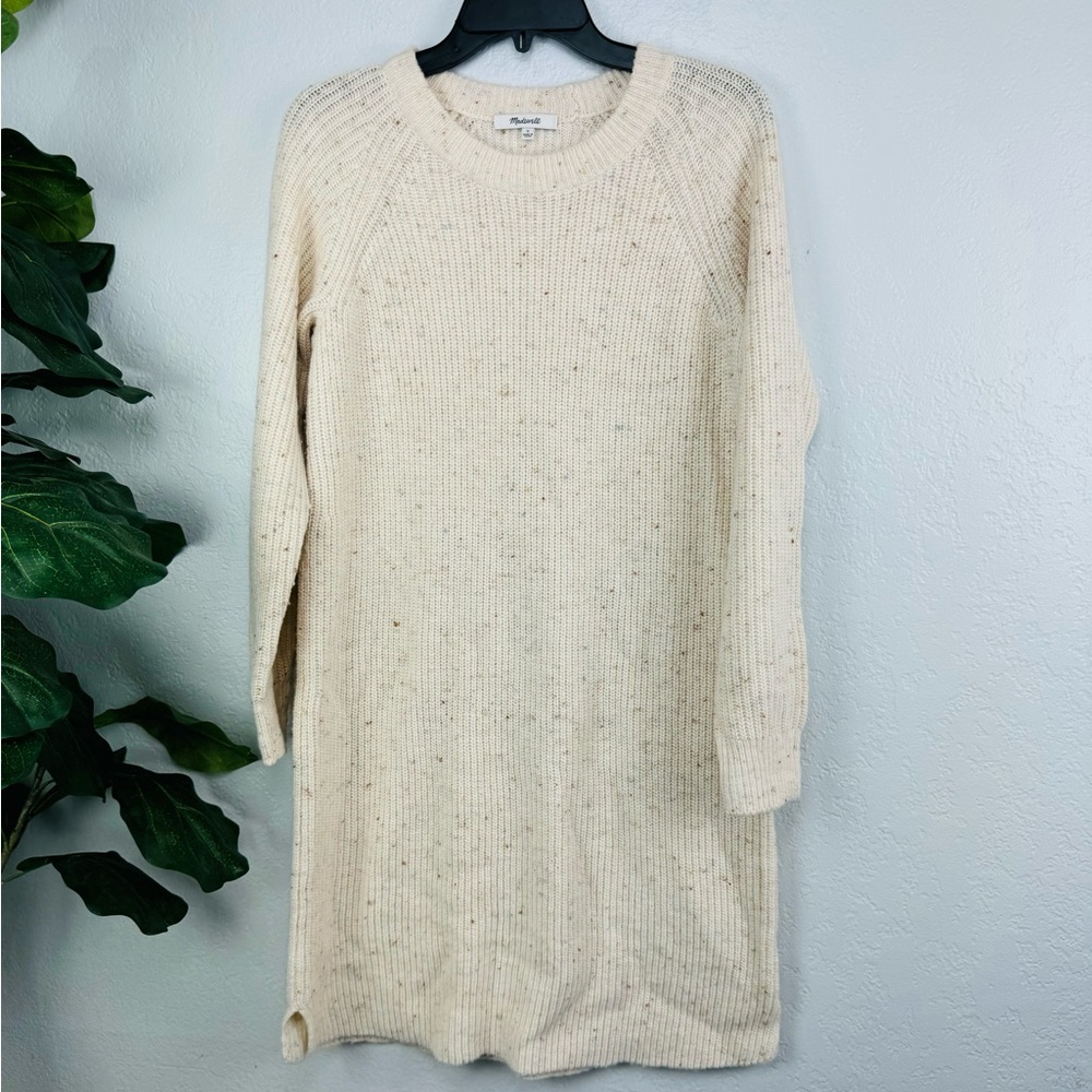 Madewell Cream Curved Hem Ribbed Knit Sweater Dress Size Small - Picture 2 of 7